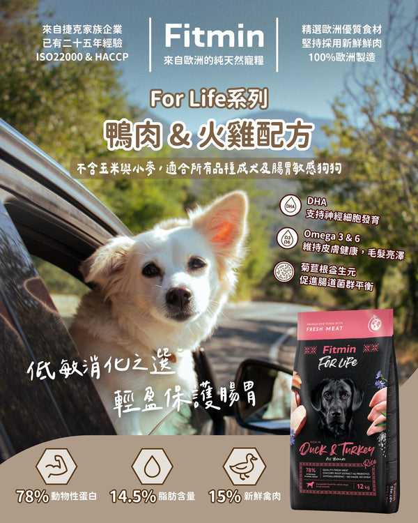 FITMIN 終生系列 鴨肉&火雞配方狗糧
