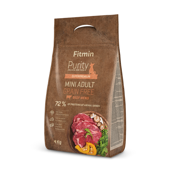 FITMIN PURITY 迷你犬無穀物乾糧 牛肉配方 4KG