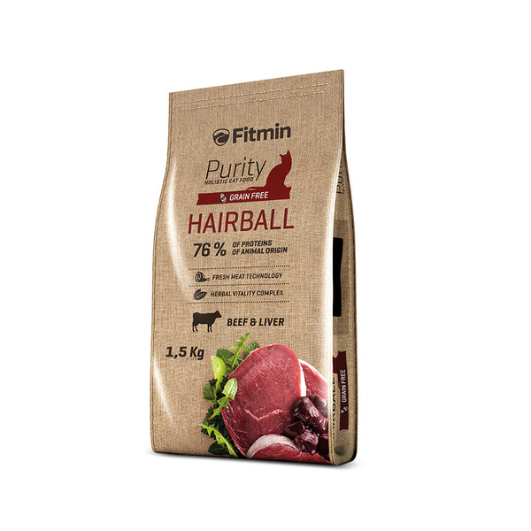 FITMIN PURITY 貓用乾糧 化毛配方 牛肉&肝 1.5KG